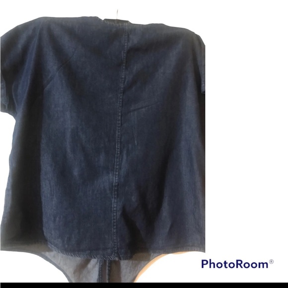 Wonder Nation Girls Kids Blue Chambray Knot Front Tie Top L (10/12) - Picture 4 of 4